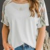 Women's White Chevron Patchwork Raglan Sleeve Knitted T-Shirt - Casual and Comfy - Image 10