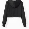 Women's Black Cropped Hoodie with Drop Shoulder and Adjustable Drawstring - Image 6