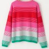 Women's Rose Striped Knit Drop Shoulder Sweater with Patch Pocket - Image 14