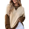 Women's Apricot Color Block Thumbhole Sleeve Drop Shoulder Sweatshirt - Image 23