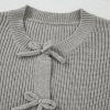 Women's Philippine Gray Ribbed Knit Bow Front Buttoned Cardigan - Elegant and Cozy - Image 13