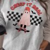 Plus Size Light Grey Ghost Print Crew Neck Sweatshirt - Creep It Real - Image 3