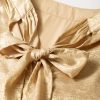 Chic Women's Gold Metallic Ruched Sleeve Blouse with Back Knot Detail - Image 10