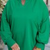 Plus Size Women's Bright Green Exposed Seam Drop Shoulder Sweatshirt - Image 2