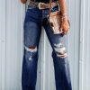 Women's Dusk Blue High Rise Ripped Jeans - Image 5