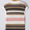 Women's Pink Stripe Color Block Eyelet Knit Short Sleeve Sweater Tee - Image 9