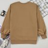 Women's Classic Brown Pullover Sweatshirt with O Neck and High-Low Hem - Image 6