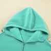 Women's Mint Green Drop Shoulder Half Zip Hoodie with Kangaroo Pocket - Image 11