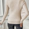 Women's Apricot Thermal Lined Ribbed Knit Mock Neck Sweater - Image 3