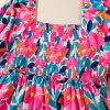 Women's Plus Size Rose Floral Smocked Square Neck Mini Dress - Image 20