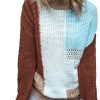 Women's Khaki Colorblock Patchwork Sweater - Textured Knit Design for Winter - Image 21