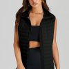 Women's Sleek Black Plush Quilted Zip Puffer Vest - Image 3