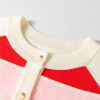 Women's White Stripe Colorful Pattern Button Front Sweater Cardigan - Image 8