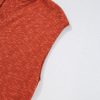 Women's Orange Solid Color Split V Neck Short Sleeve Sweater - Casual Chic - Image 24