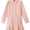 Women's Delicacy Solid Color Flounce Hem Buttoned Turn Down Collar Dress - Image 15