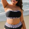 Plus Size Women's Black 2-Piece Leopard Patchwork High Waisted Swimsuit - Image 9