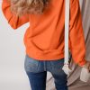 Women's Russet Orange Solid Fleece Lined Drop Shoulder Terry Sweatshirt - Image 3