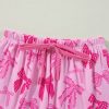 Women's Pink Bow Print Half Sleeve Shirt and Shorts Pajamas Set - Image 20