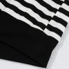 Women's Elegant Black Stripe Crochet Hollow-Out Back V Neck Top with Buttoned Shoulders - Image 9