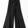 Women's Black Boho Lace Patchwork Wide Leg High Waist Pants - Elegant and Chic - Image 3