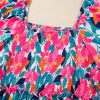 Women's Plus Size Rose Floral Smocked Square Neck Mini Dress - Image 15