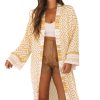 Women's Yellow Bohemian Geometric Printed Long Kimono with Loose Sleeves - Image 16