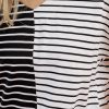 Women's Black Stripe Two Tone Colorblock V Neck T-Shirt - Chic and Casual Style - Image 12