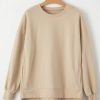 Women's Apricot Drop Shoulder Fleece Lined High Low Sweatshirt - Image 5