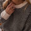 Women's Black Contrast Edge Crew Neck Long Sleeve Sweater - Image 13