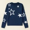 Women's Sail Blue Star Pattern Drop Shoulder Knitted Sweater - Image 6