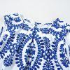 Women's Blue Vintage Print Pintuck Crew Neck Tank Top - Bohemian Style - Image 10