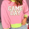 Women's Pink Glitter Game Day Color Block Crew Neck Sweatshirt - Image 6