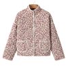 Women's Pink Floral Print Stand Neck Coat with Contrast Edge Detail - Image 19