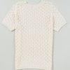 Elegant Women's Beige Hollow Out Crochet O Neck Short Sleeve Sweater Tee - Image 14