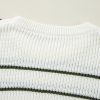 Women's Green Color Block Striped Buttoned Shoulder Split Sweater - Image 12