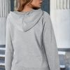 Women's Light Grey Fleece Lined Zip Up Hoodie with Adjustable Hood - Image 3