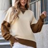 Women's Apricot Color Block Thumbhole Sleeve Drop Shoulder Sweatshirt - Image 6