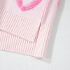 Women's Pink Heart Shape Bubble Sleeve Baggy Sweater - Cozy Casual Fashion - Image 17