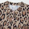 Women's Light French Beige Oversized Leopard Print Balloon Sleeve Casual Shirt - Image 14