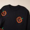 Plus Size Black Sequined Pumpkin Pattern Sweater for Women - Image 9