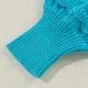 Women's Turquoise Ruffled Eyelet Bubble Sleeve Knit Sweater - Image 16