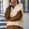 Women's Apricot Color Block Thumbhole Sleeve Drop Shoulder Sweatshirt - Image 9