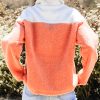 Orange Colorblock Half Zipper Stand Neck Sherpa Sweatshirt for Women - Image 2