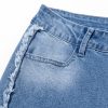 Women's Beau Blue Vintage Stitching Raw Hem Flared Jeans - Image 10