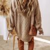 Women's Parchment Cable Knit Long Sleeve Sweater Dress - Image 6