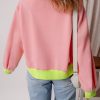 Women's Pink Teacher Lightning Checkered Print Color Block Sweatshirt - Image 2