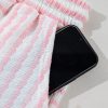 Chic Pink Stripe Knitted Short Sleeve Top and Drawstring Shorts Set for Women - Image 12