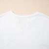 Women's White Floral Applique Notched V Neck Dolman Sleeve Top - Casual Summer Style - Image 11