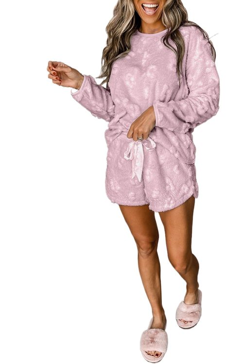 Women's Lavendula Textured Leopard Fleece Lounge Set