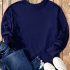 Women's Navy Blue Solid O Neck High Low Hem Pullover Sweatshirt - Casual and Comfortable - Image 4